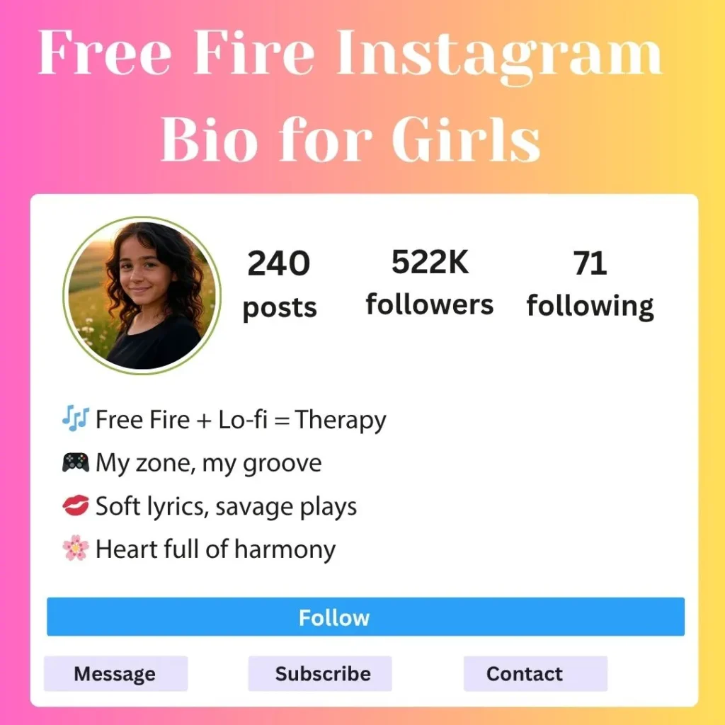 Free Fire Instagram Bio for Girls
