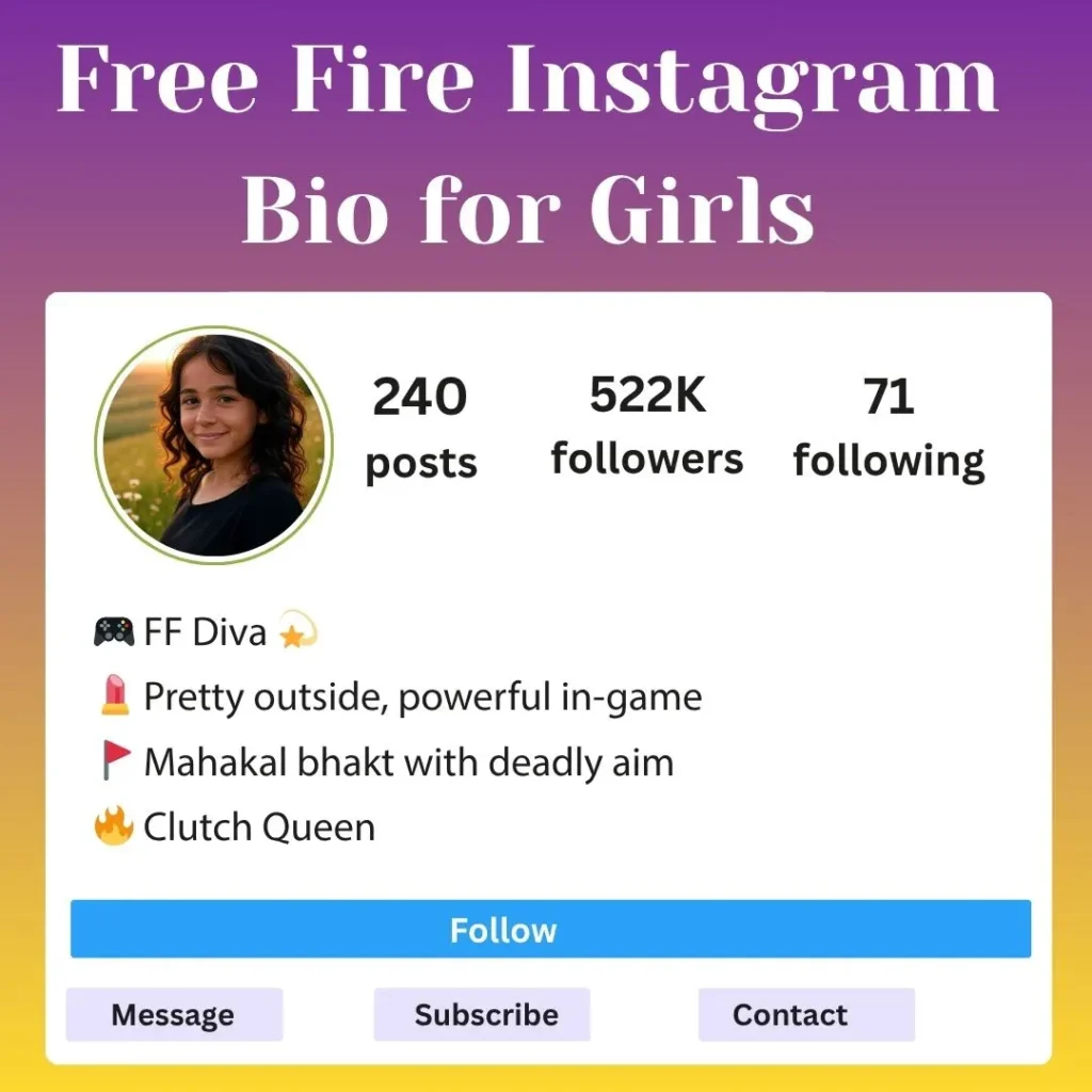 Free Fire Instagram Bio for Girls