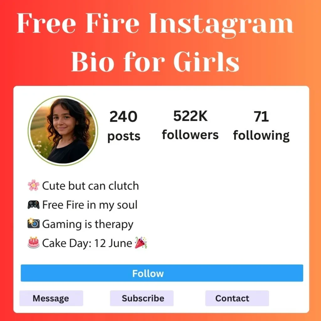 Free Fire Instagram Bio for Girls